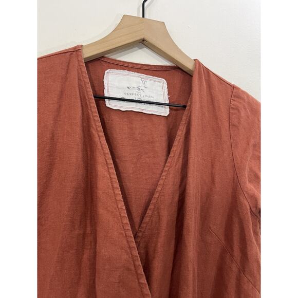 Not Perfect Linen Margaret Sleeveless Linen Jumpsuit Tie Wrap S European Luxury - Picture 3 of 15